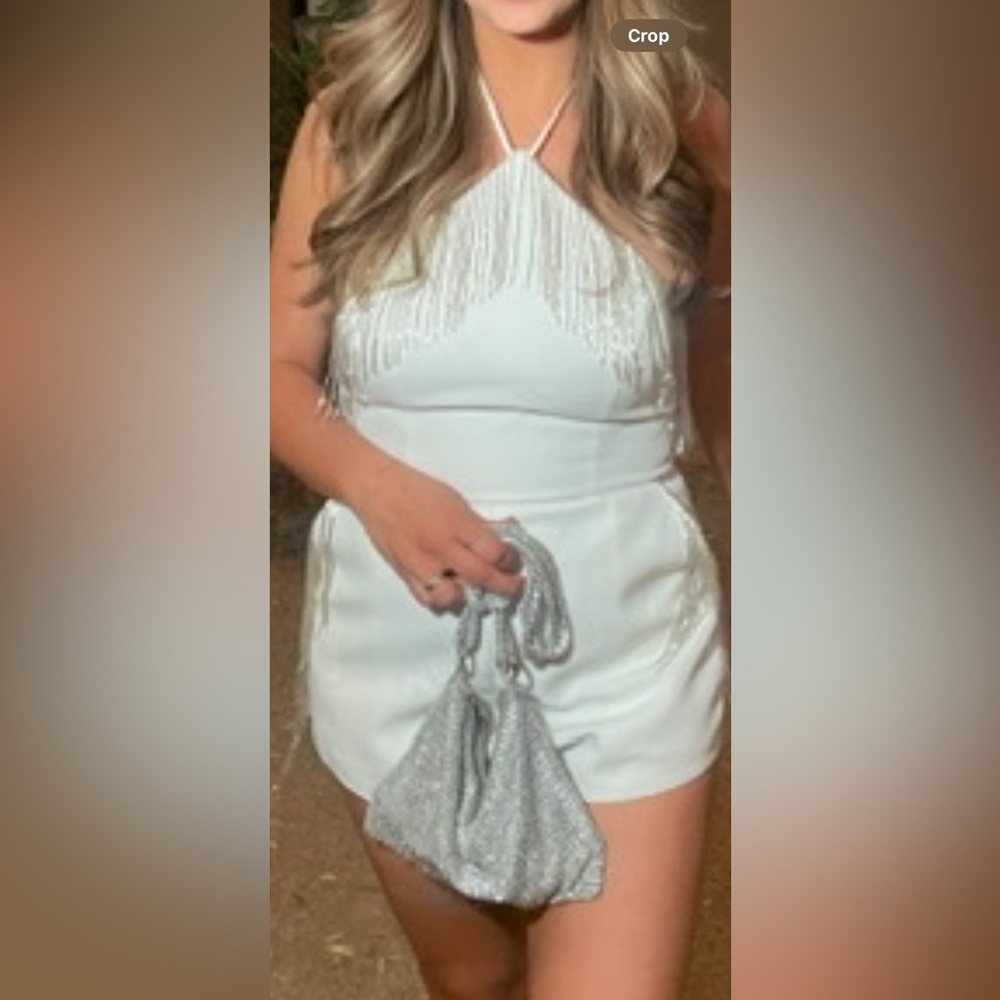 White sequin romper (NASTY GAL)